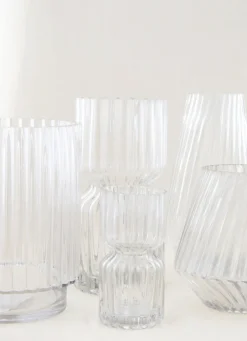 Best Bouchara VASE RECTANGULAIRE EN VERRE STRIÉ PETIT FORMAT TRANSPARENT