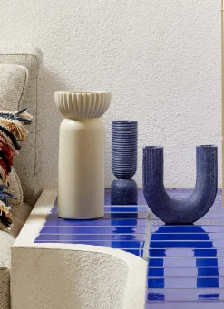 Hot Bouchara VASE UNI STRIÉ BEIGE