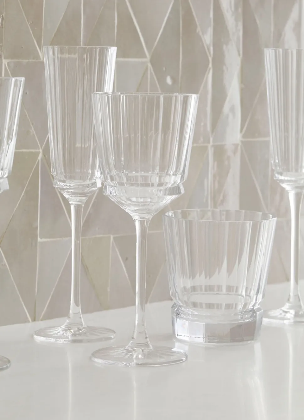 Bouchara VERRE À PIED EN CRISTALLIN PLISSÉ TRANSPARENT