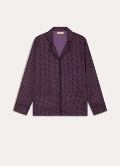 Outlet Bouchara VESTE DE PYJAMA BOUTONNÉE UTHY VIOLET MOTIF