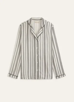 New Bouchara VESTE DE PYJAMA ÉCRU RAYURE NOIRE