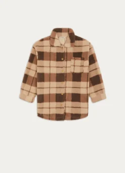 Sale Bouchara VESTE POLAIRE À CARREAUX BEIGE CLAIR