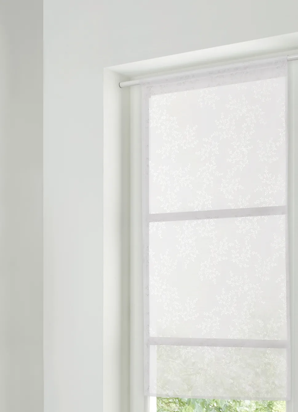 Hot Bouchara VITRAGE DÉVORÉ IMPRIMÉ FLORAL L90 X H180 CM BLANC