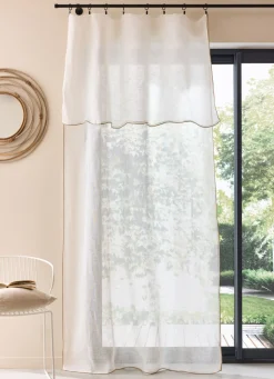 Discount Bouchara VOILAGE EN LIN ET BOURDON CONTRASTÉ BLANC/BEIGE