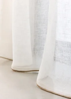 Discount Bouchara VOILAGE EN LIN ET BOURDON CONTRASTÉ BLANC/BEIGE