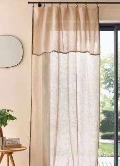 Discount Bouchara VOILAGE LÉGER EN LIN AVEC BOURDON NOIR BEIGE