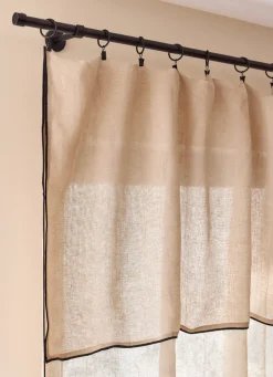 Discount Bouchara VOILAGE LÉGER EN LIN AVEC BOURDON NOIR BEIGE