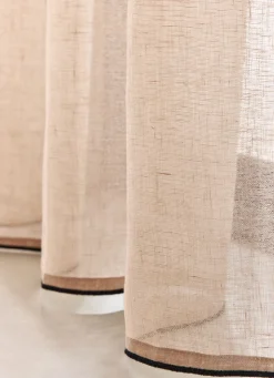 Discount Bouchara VOILAGE LÉGER EN LIN AVEC BOURDON NOIR BEIGE